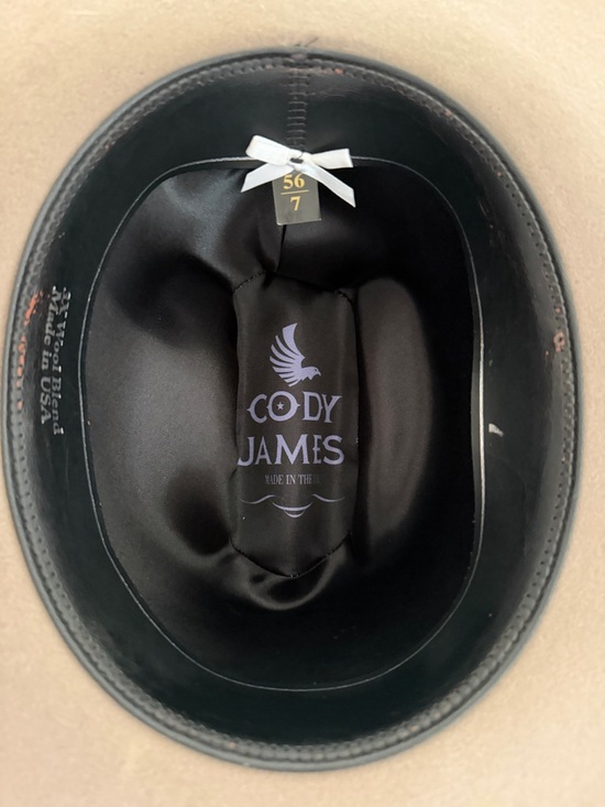 Neutral Wide-Brim Floral Cowgirl Hat - Taupe with Pink & Cream Flowers - Picture 5 of 9